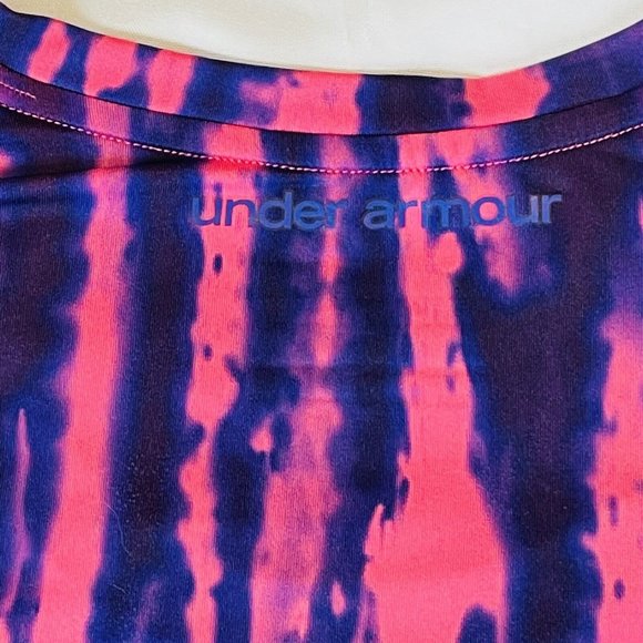 Under Armour Fitted Shirt Womens Small Pink Purple Tie Dye Long Sleeve Heatgear - Picture 3 of 5